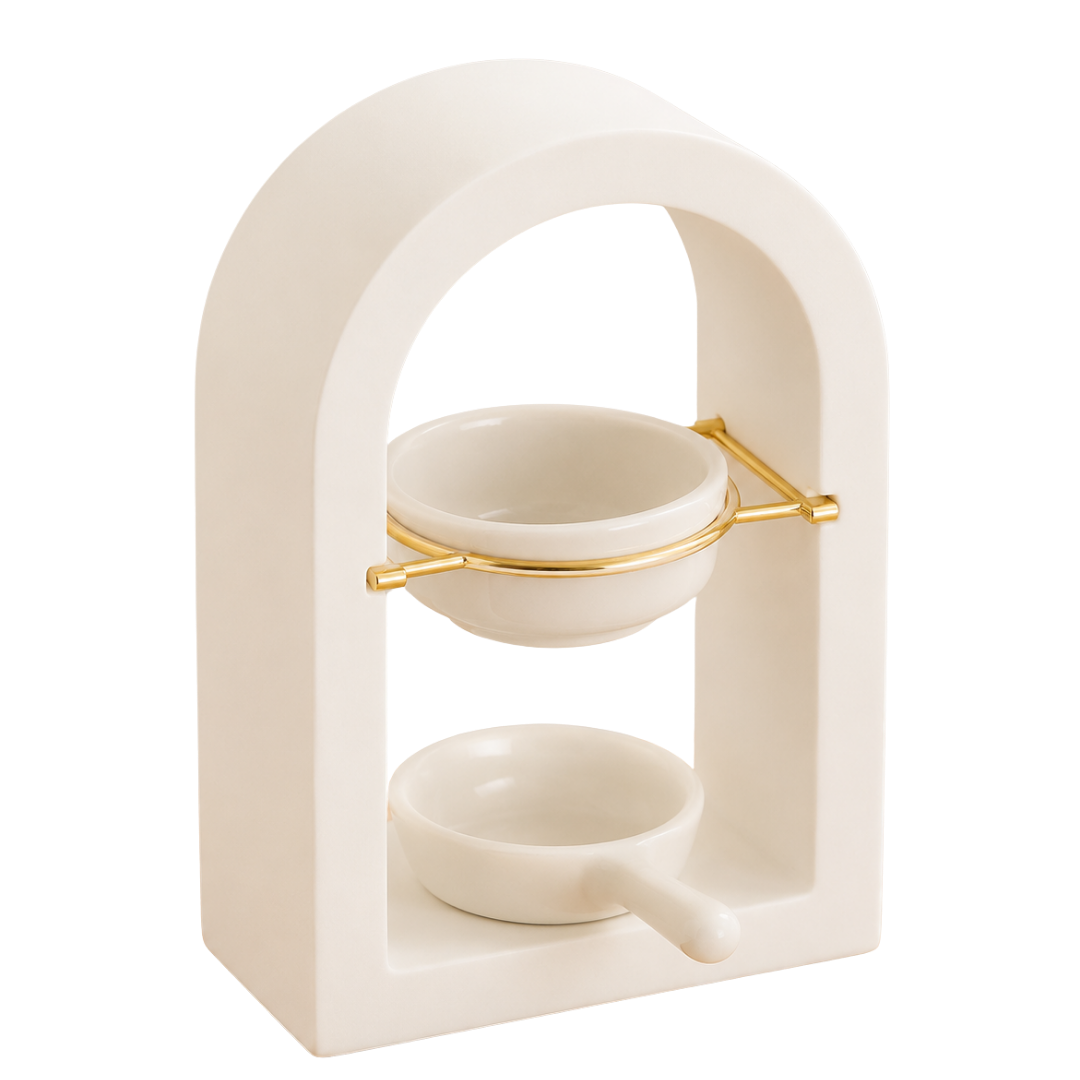 white arch and gold decorative oil and wax burner tealight powered home fragrance berry kissed bliss