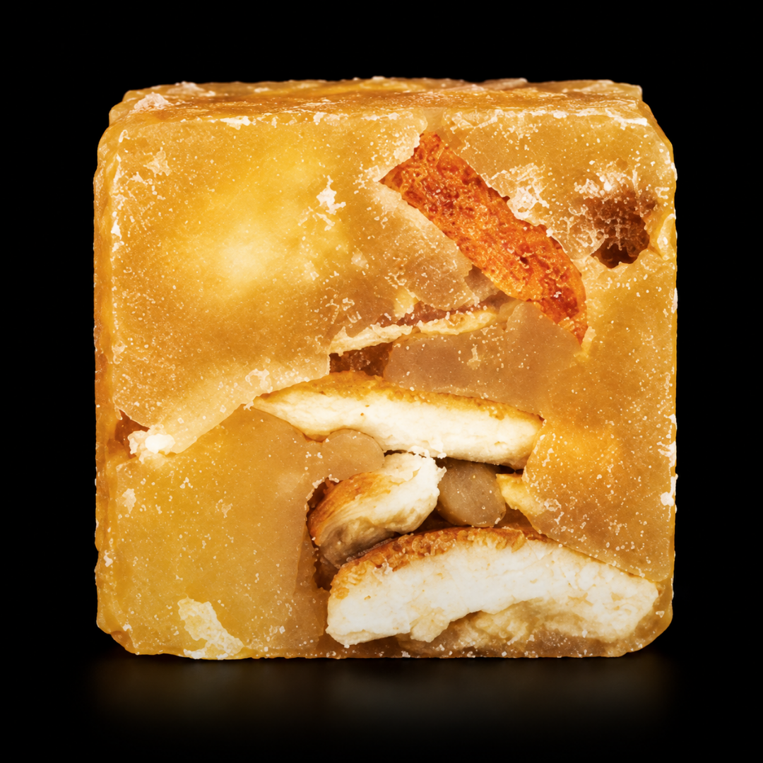 Lemon gourmet honey sugar cube made with cane sugar, honey, and lemon