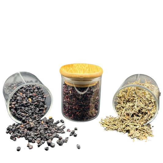 glass apothecary jar for loose leaf herbal tea and bulk herb storage berry kissed bliss
