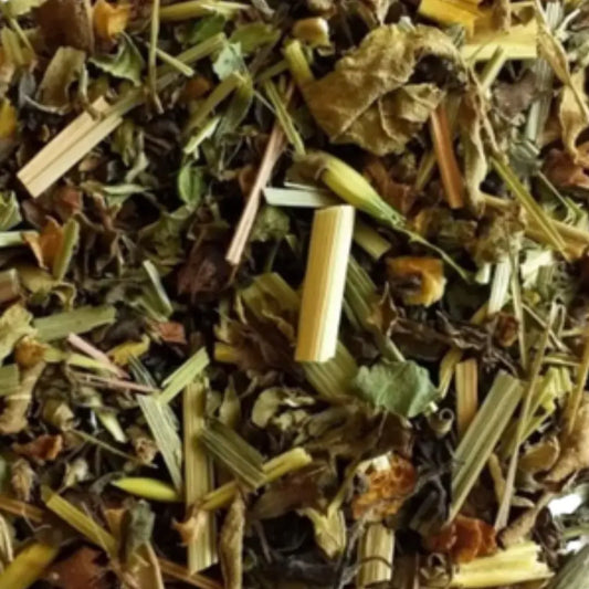 chill mode loose leaf herbal tea for calm and stress support with tulsi lemon balm and oatstraw berry kissed bliss