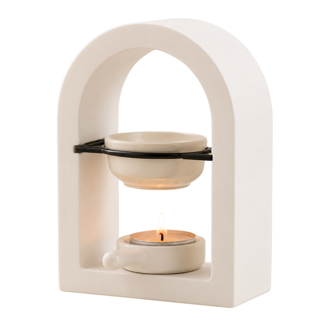 white arch and black decorative oil and wax burner tealight powered home fragrance berry kissed bliss