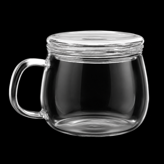 glass tea cup with infuser and lid
