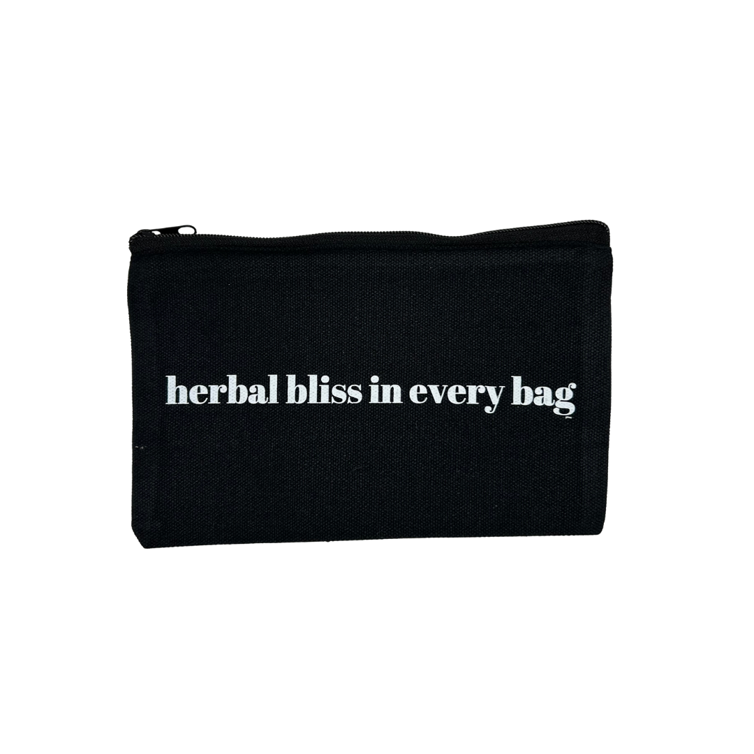 botanical canvas pouch for loose leaf herbal tea storage and gifting berry kissed bliss