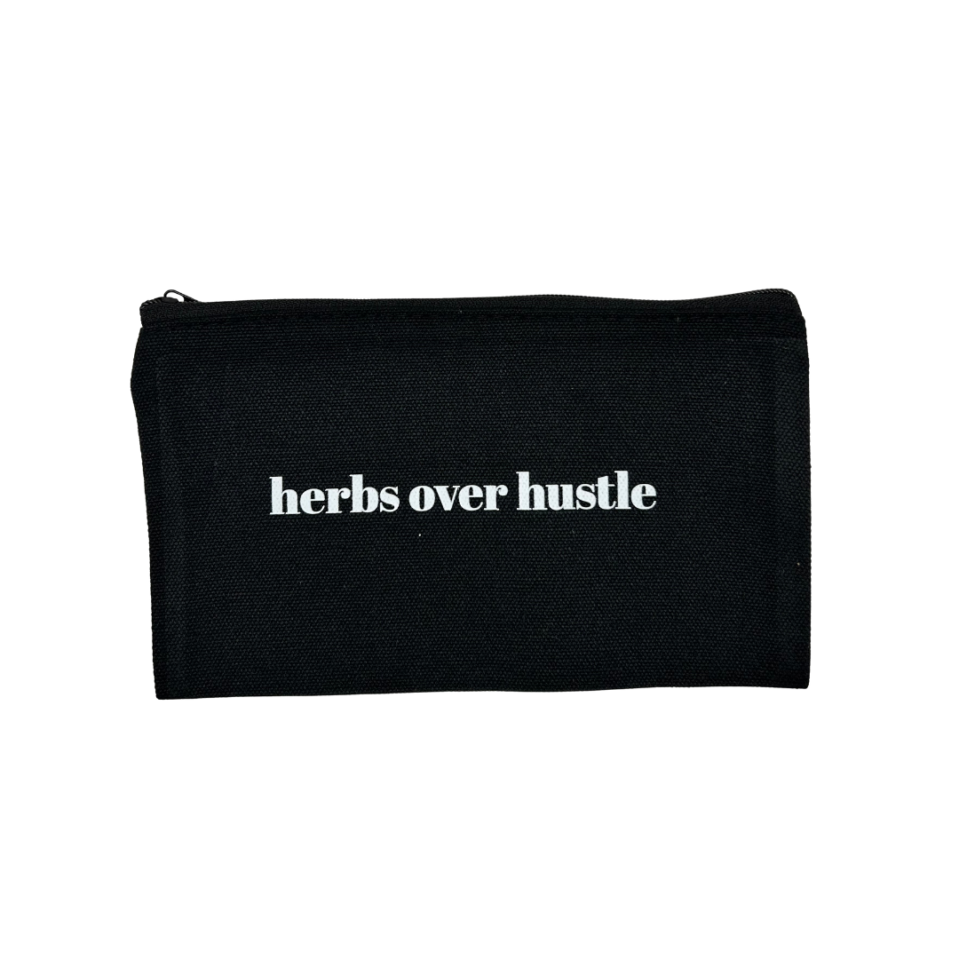 botanical canvas pouch for loose leaf herbal tea storage and gifting berry kissed bliss