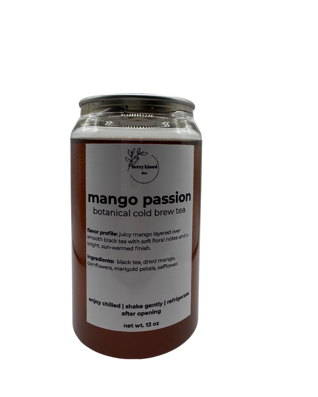 mango passion cold brew herbal tea with dried mango and passion fruit botanicals berry kissed bliss