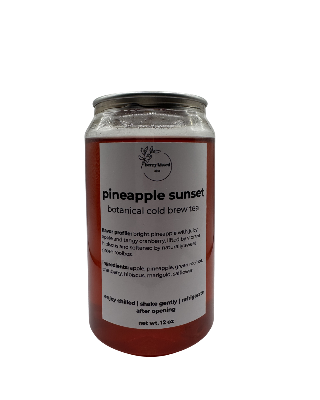 pineapple sunset cold brew herbal tea with dried pineapple and tropical botanicals berry kissed bliss