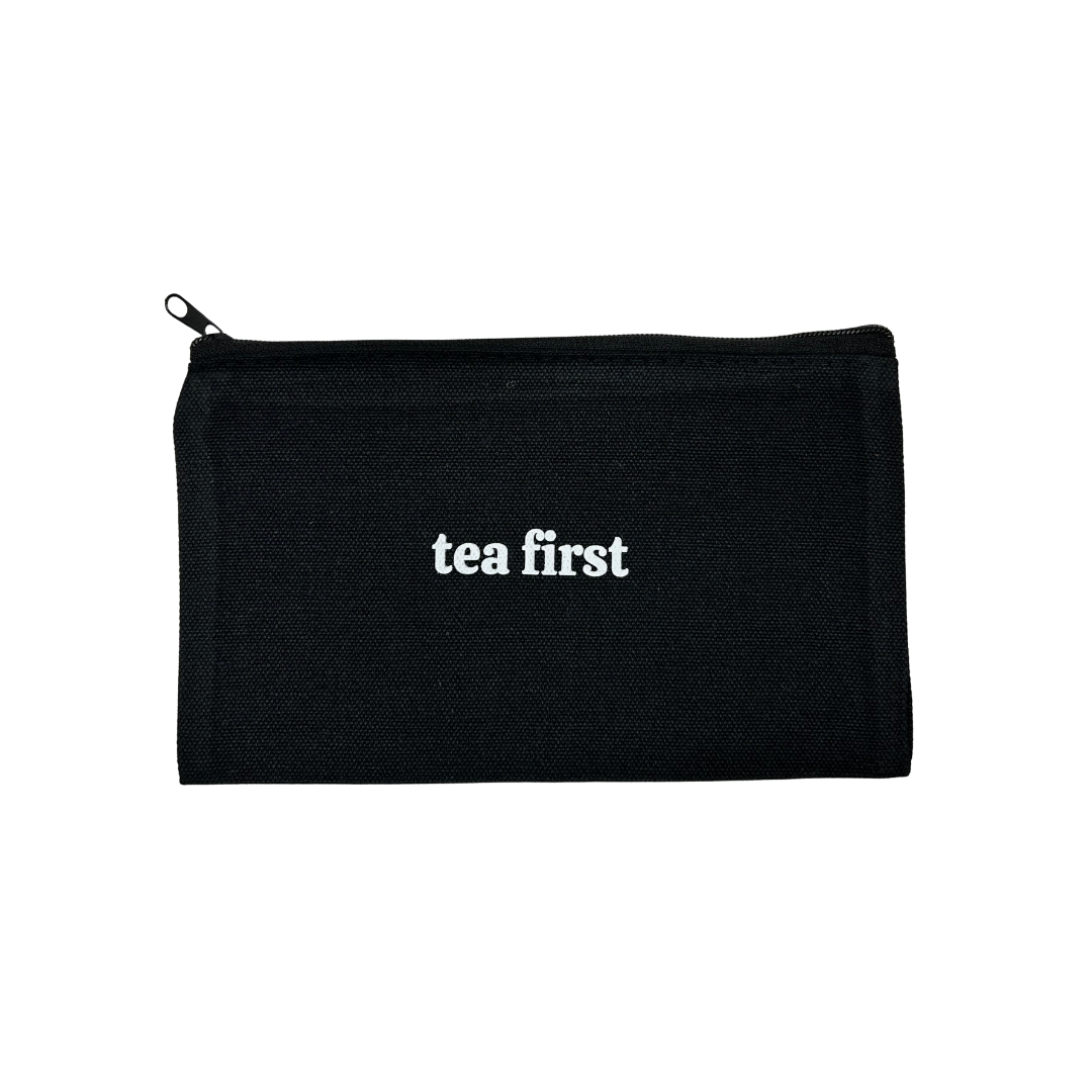 botanical canvas pouch for loose leaf herbal tea storage and gifting berry kissed bliss