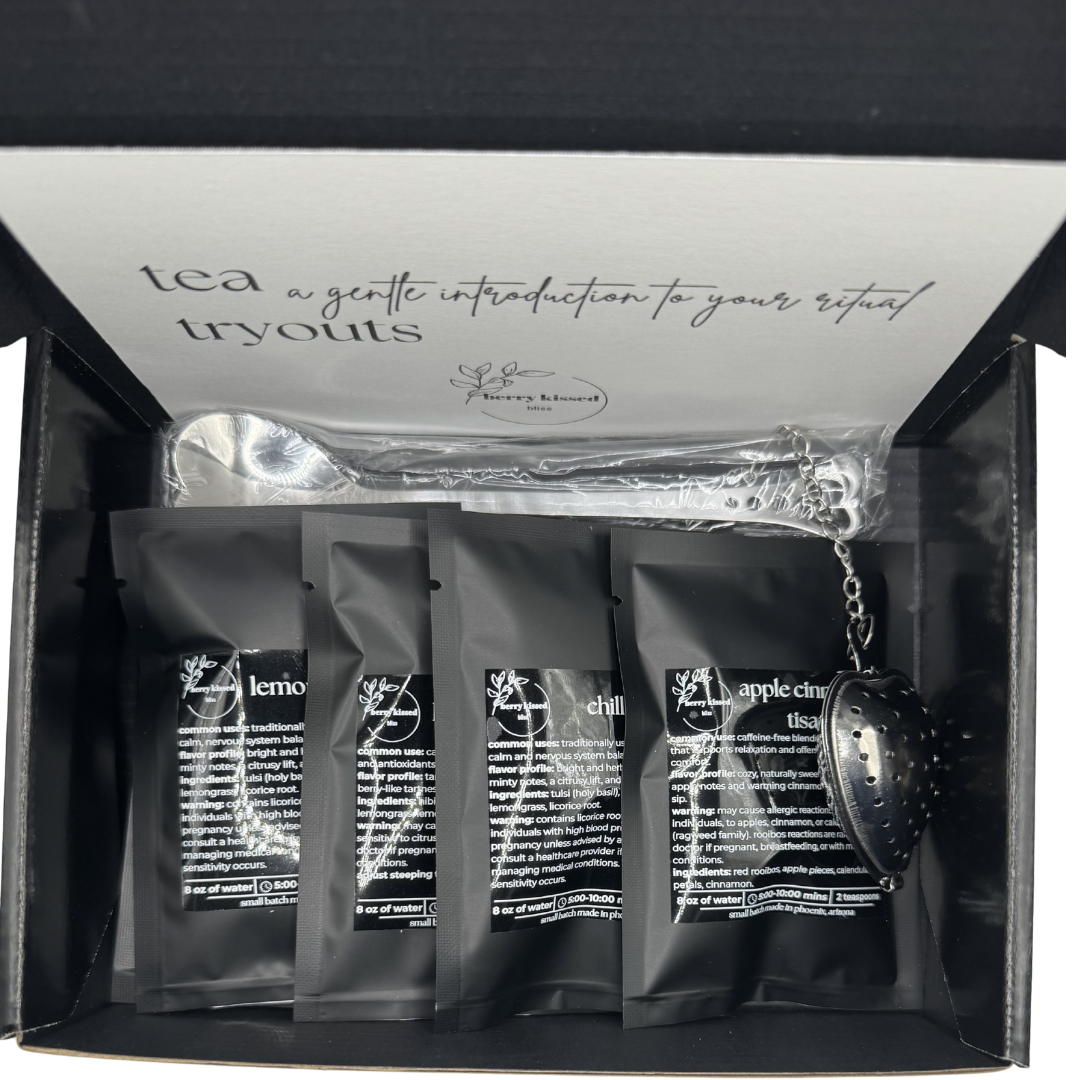 tea tryouts loose leaf herbal tea sampler with six handcrafted berry kissed bliss blends