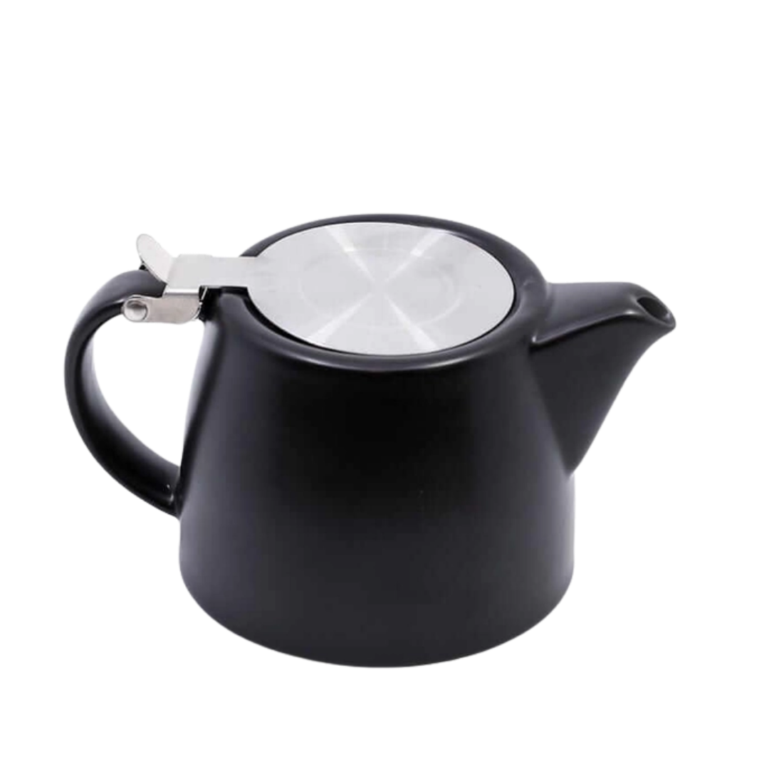 18 oz teapot with removable stainless steel infuser for loose leaf herbal tea in black and teal berry kissed bliss