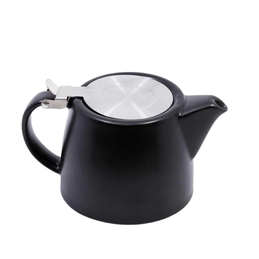 18 oz teapot with removable stainless steel infuser for loose leaf herbal tea in black and teal berry kissed bliss